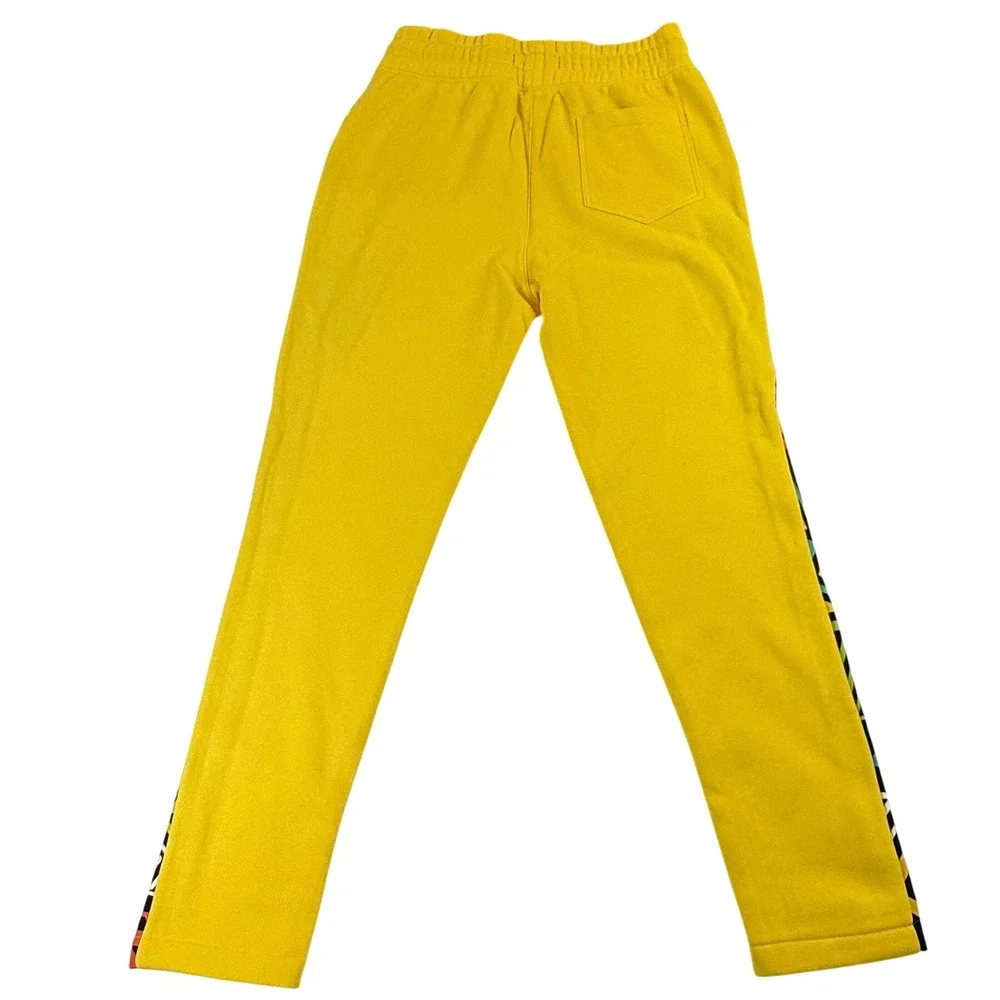 Create 2MRW Men Yellow Tribal Geometric Print Jogger Sweatpants Ankle Zip NWT